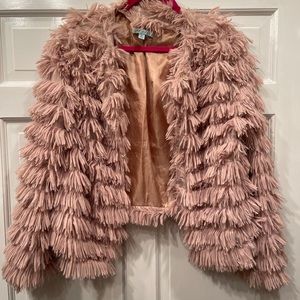 She + Sky Faux Fur Fringe Jacket M